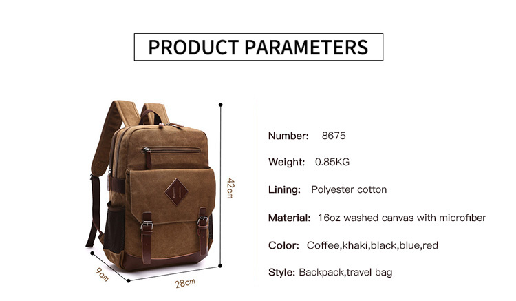 small Coffee Canvas Backpack for laptop