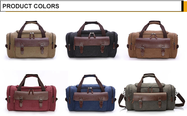 Large travel duffel canvas bag with leather handles