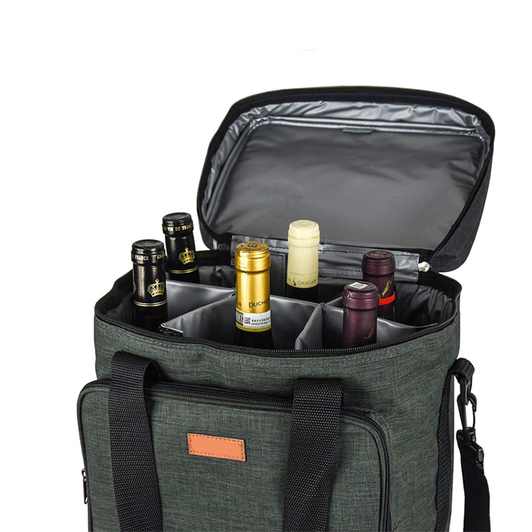 Customized 6 bottle PEVA wine cooler storage bag