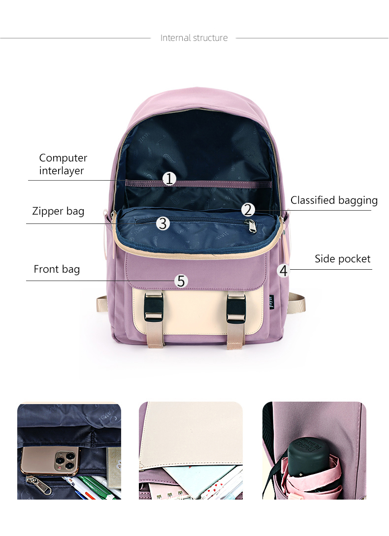 Waterproof rucksack nylon travel school backpack custom bag 