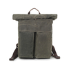 waxed canvas genuine leather waterproof durable teen backpack