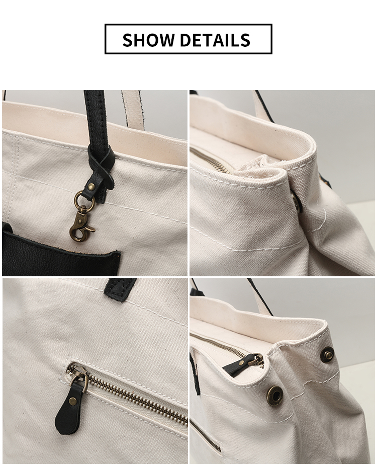 Leather fashion tote computer shoulder hand canvas bag