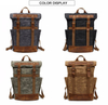 student canvas recycled teenager school waxed leather backpacks