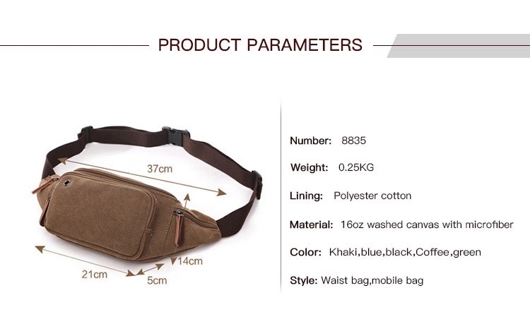 unisex fanny pack travel waist hip canvas bag 