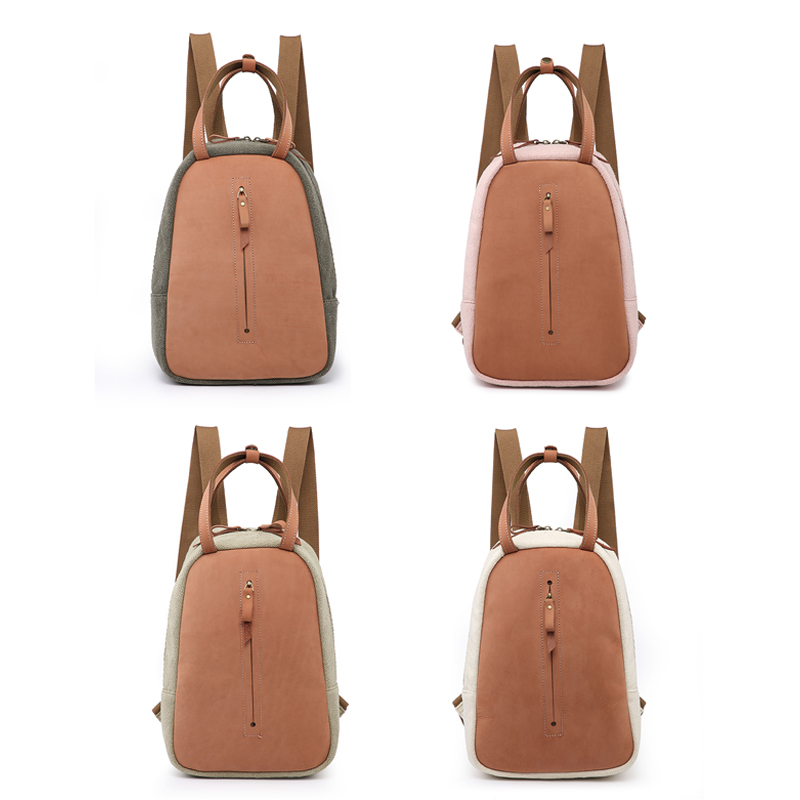 OEM matter leather rucksack canvas student female backpack