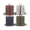 Custom plain mens canvas genuine leather backpack bag 