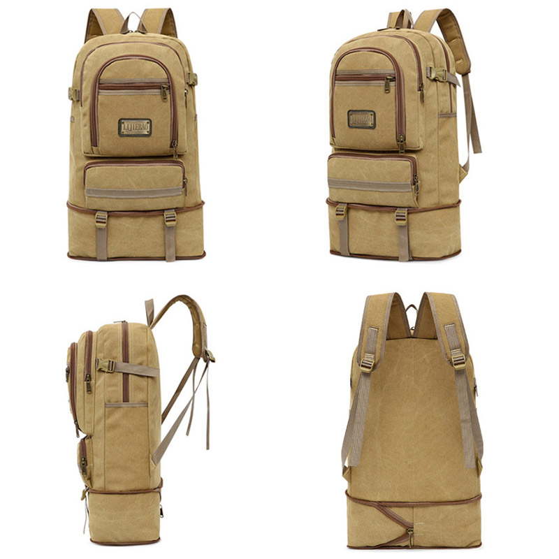 multi-pocket canvas large outdoor bag camping outdoor backpack