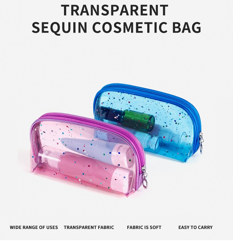custom translucent toiletries waterproof shell cosmetic storage bag