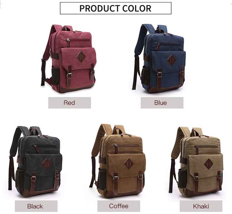 small Coffee Canvas Backpack for laptop