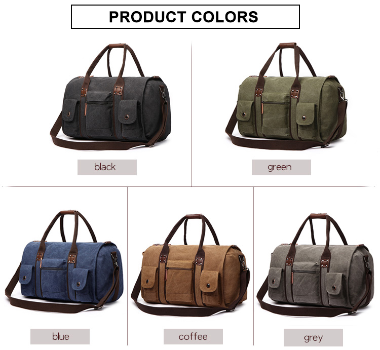 Washed Travel Leather Duffel Canvas Bag for College