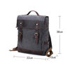 Laptop Genuine Leather Backpack Canvas Bag with Pockets