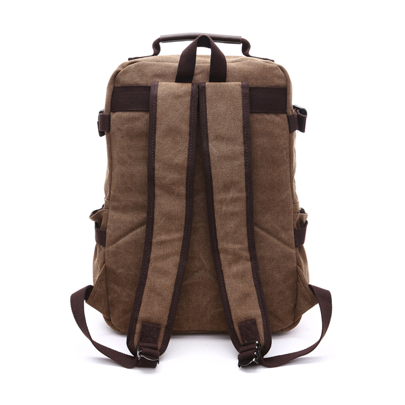 male Coffee Canvas Backpack with zip