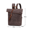 Waxed youth genuine leather waterproof backpack canvas bag 