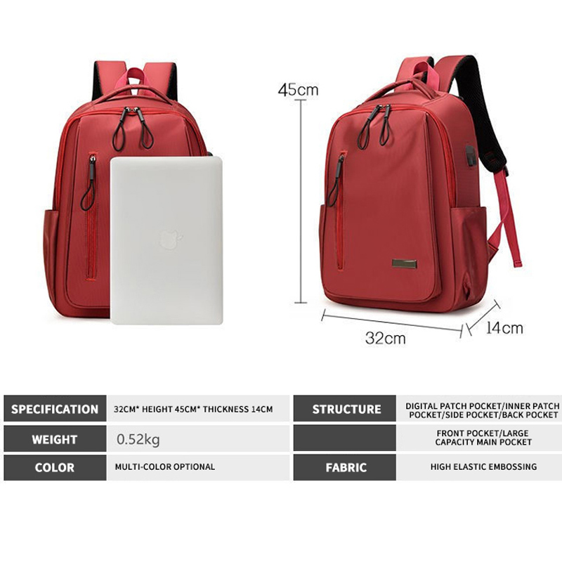 Fashion simple schoolbags travel computer business usb backpacks