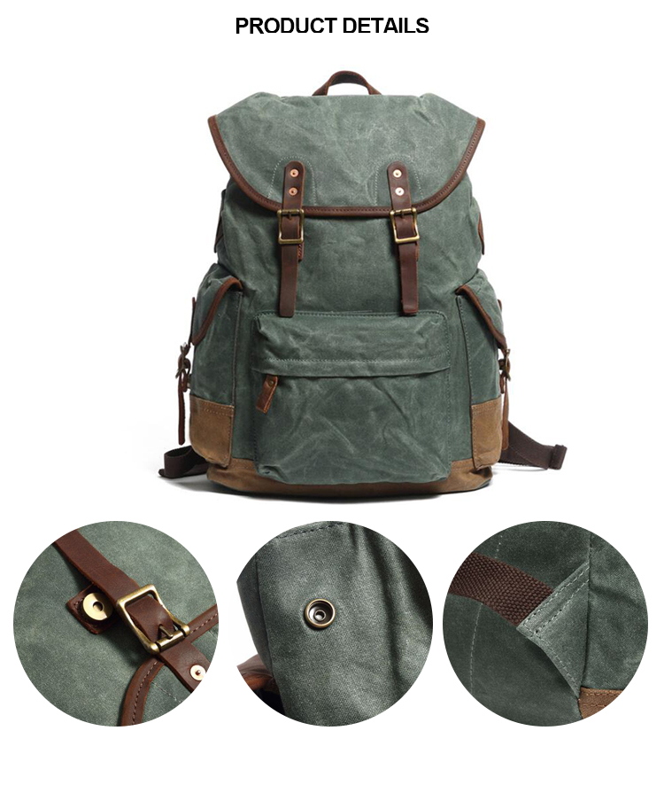 teenager school backpack canvas leather vintage bagpack for men