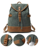 Unisex vintage leather waxed canvas bag drawstring backpack 