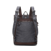 men travel knapsack genuine leather navy canvas backpack