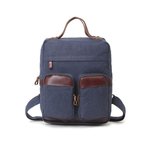 Multifunction canvas genuine leather laptop backpack school bag