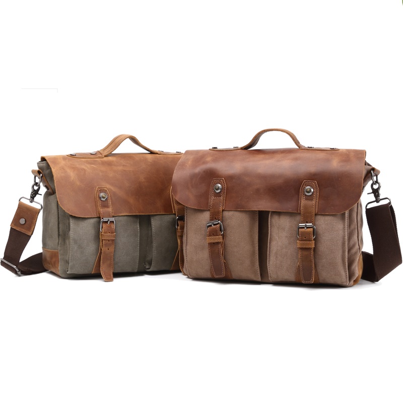 Blank male recycled canvas messenger bags for men