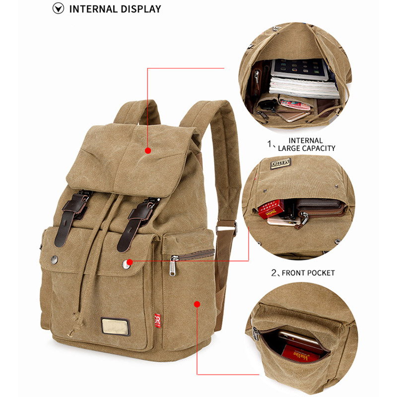 leisure travel custom drawstring canvas backpack for men