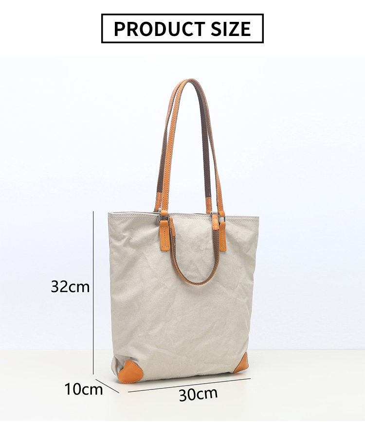 Canvas Leather Tote Handbags Casual Shoulder Work Bag