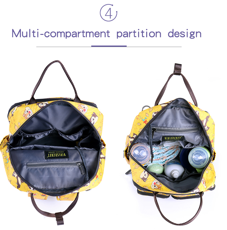 Custom printing unisex large diaper bag for baby