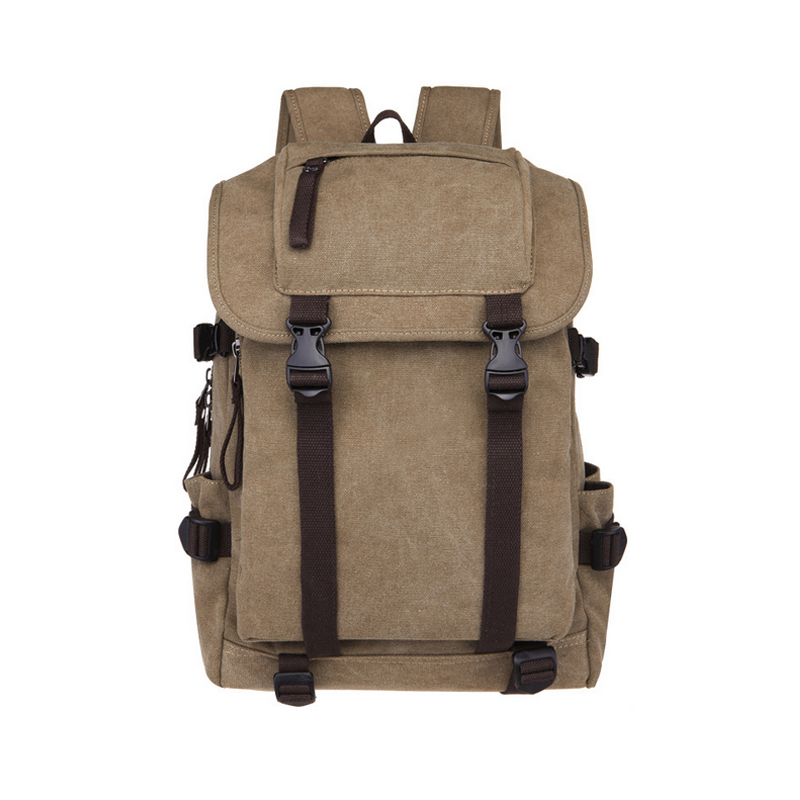 male Khaki Canvas Backpack for laptop