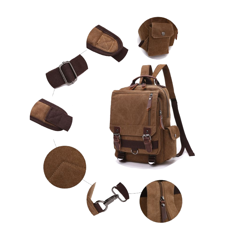 boy Coffee Canvas Backpack for school