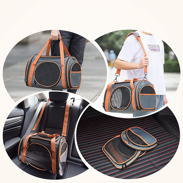 Soft-sided breathable travel carrier cat pet carrying bag