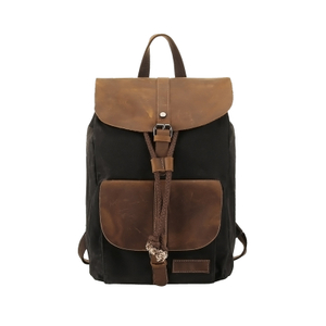 Waxed drawstring backbag waterproof leather backpack canvas bag 