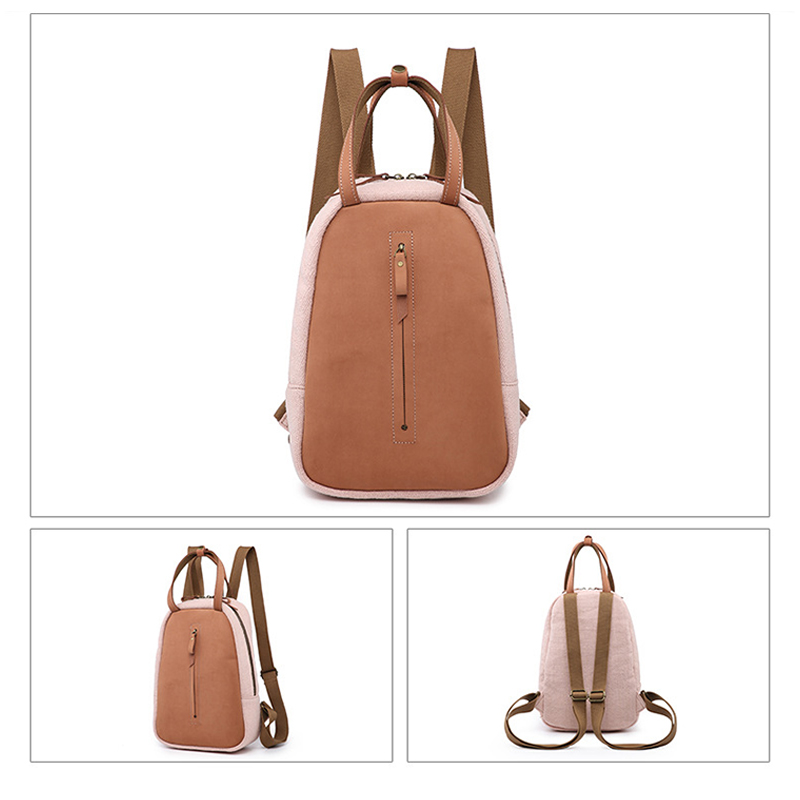 OEM matter leather rucksack canvas student female backpack