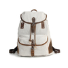 Teens rucksack white genuine leather backpack canvas bag 