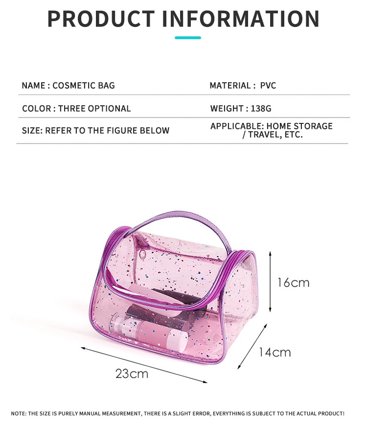 Custom Portable Transparent Wash Travel PVC Cosmetic Bag