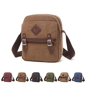 Small canvas shoulder messenger travel working bag for men