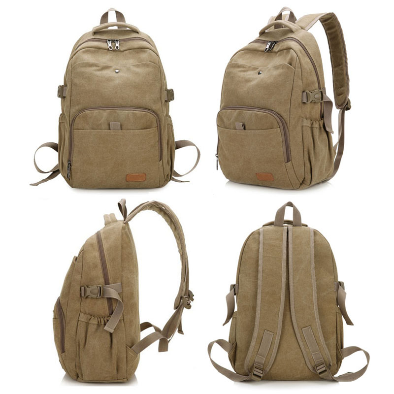 Simple canvas bookbag trendy school bag cotton backpack 
