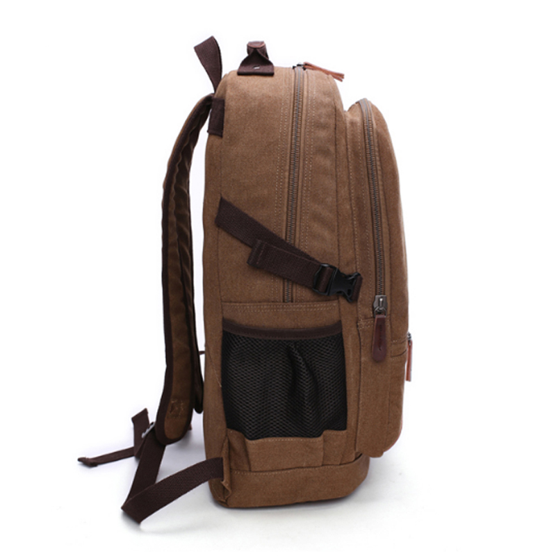 durable Khaki Canvas Backpack with zipper