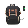 USB Charging Black Backpack Diaper Bag For Baby