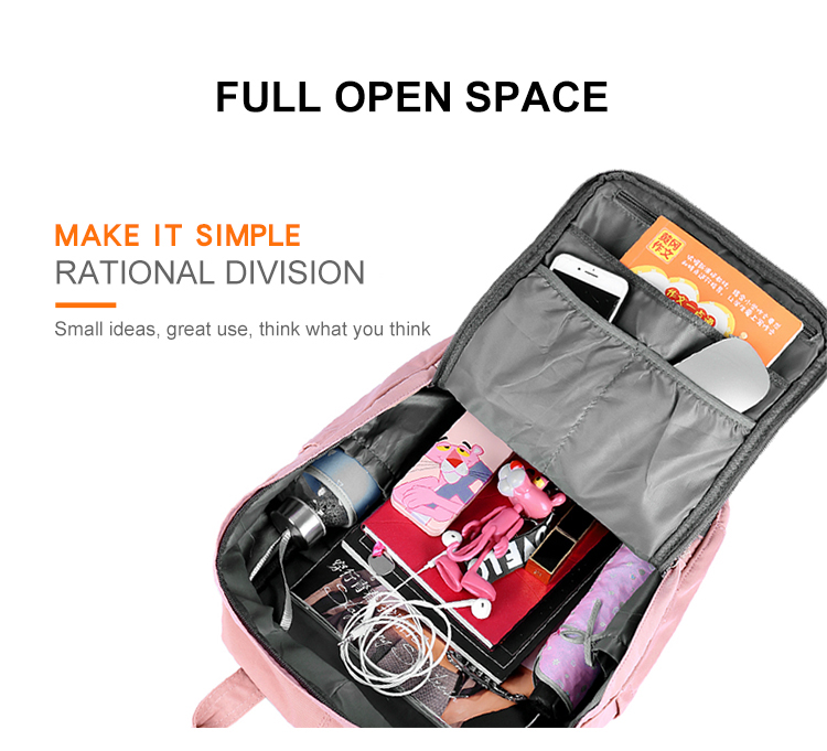 Female travel school rucksack waterproof backpack custom bag