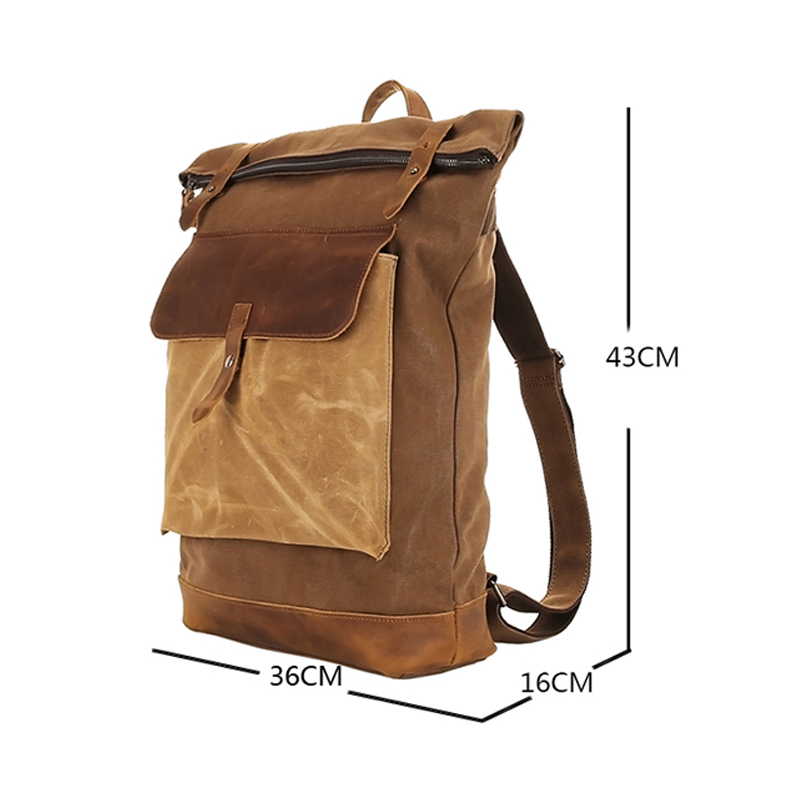 Large Genuine Leather Backpack Canvas Bag For Youth