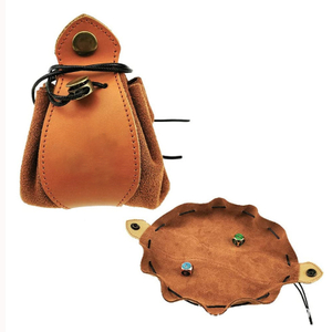 custom portable genuine leather drawstring pouch dice bag