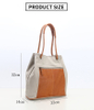 Cotton Shoulder Tote Canvas Bag With Vegetable Tanned