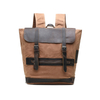 canvas genuine leather rucksack laptop school backpack bag 