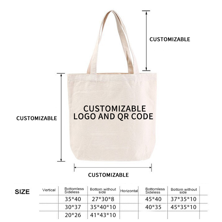 Custom Advertising Canvas Reusable Cotton Tote Shopping Bag