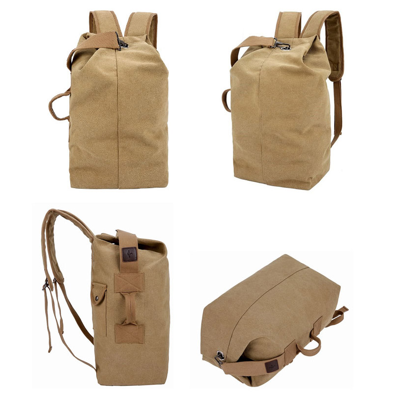 Shoulder backpack weekend travel canvas mountaineering bucket bag