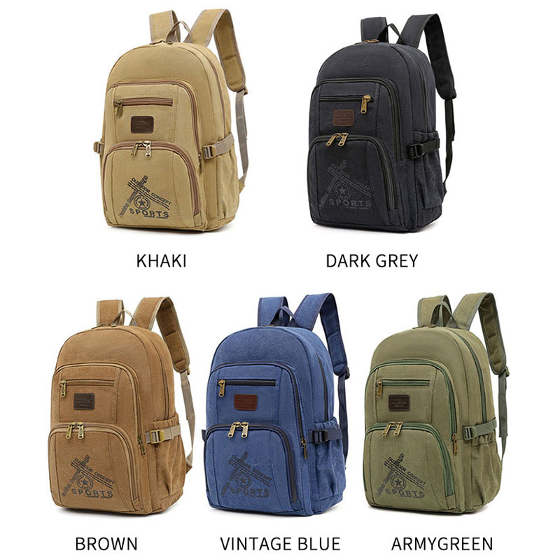 Washed canvas casual travel large computer backpack bag 