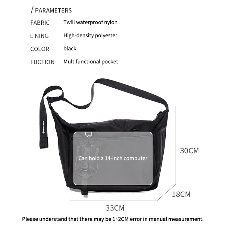 Functional crossbody waterproof sling messenger bag for men