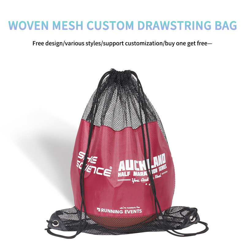 Mesh basketball football gym drawstring backpack custom bag