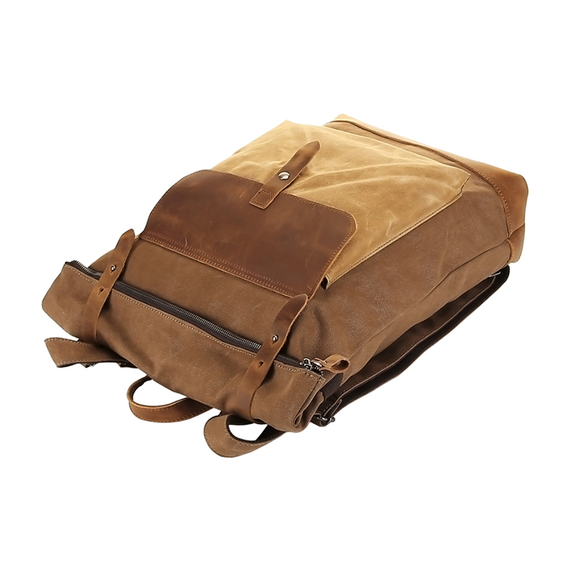 Large Genuine Leather Backpack Canvas Bag For Youth