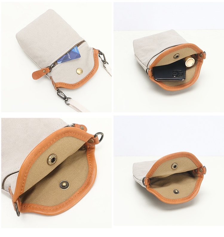 mini canvas leather messenger coin purse shoulder bag
