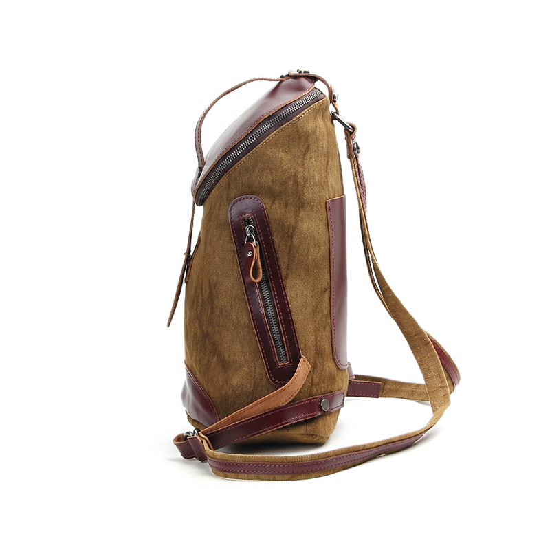 Custom fancy book bags canvas genuine leather backpack
